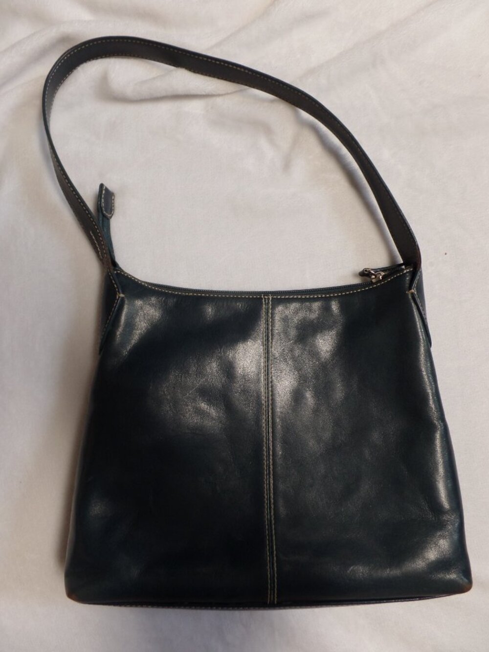 Nordstrom Navy Leather Shoulder Bag Paisley Interior